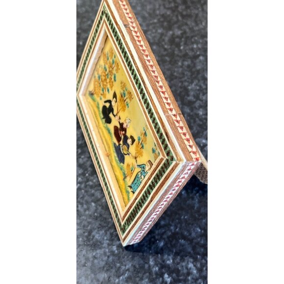 Vtg Handmade Painting 4 People One Playing An Oud Micro Mosaic Indo Persian Art - Picture 10 of 10